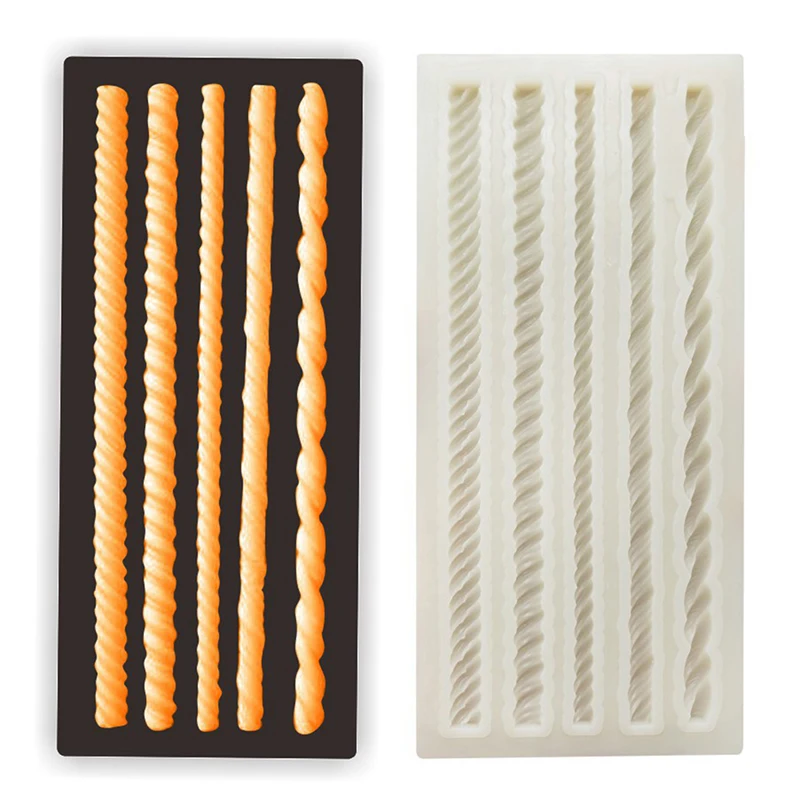 

Long Silicone Mold DIY Chocolate Cake Mold Five Lines Rope Shape Baking Pan Kitchen Accessories Tools Good Gift For Cook Love