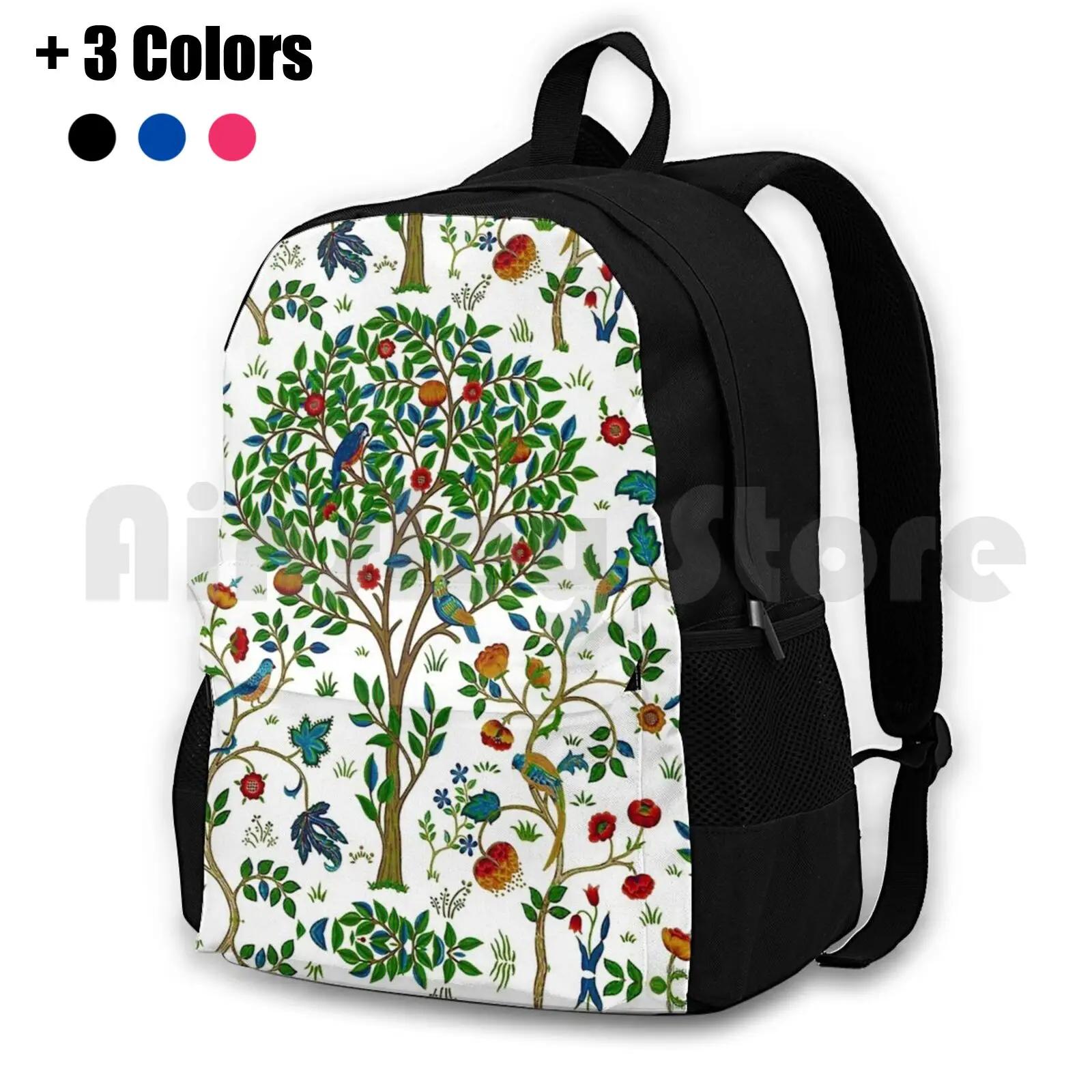 

William Morris Tree Of Life , Green Outdoor Hiking Backpack Waterproof Camping Travel William Morris Art Nouveau Tree Of Life