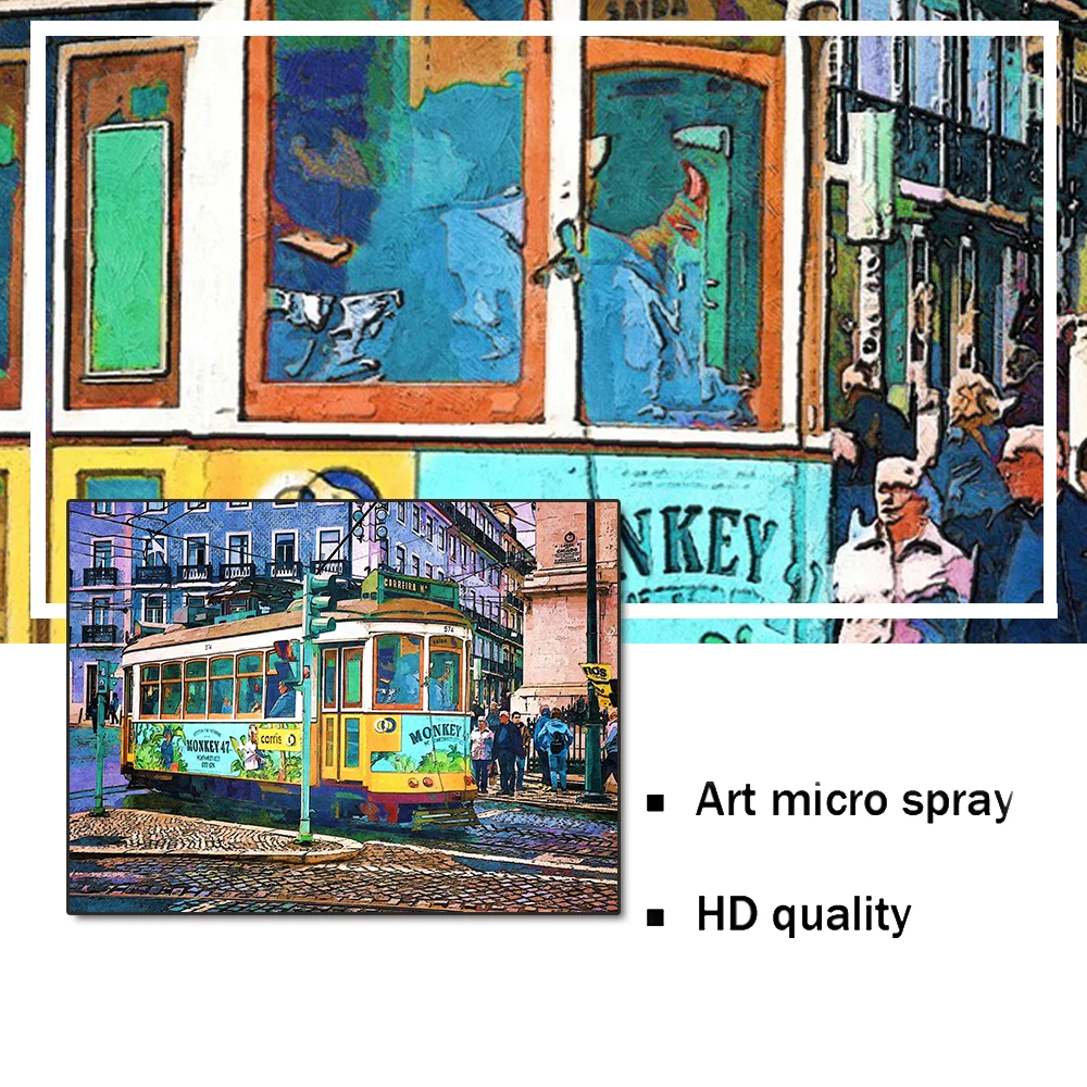 

Modern Fashion Graffiti Canvas Painting Colorful Bus Wall Art Poster and Prints Picture for Living Room Home Decoration Unframed