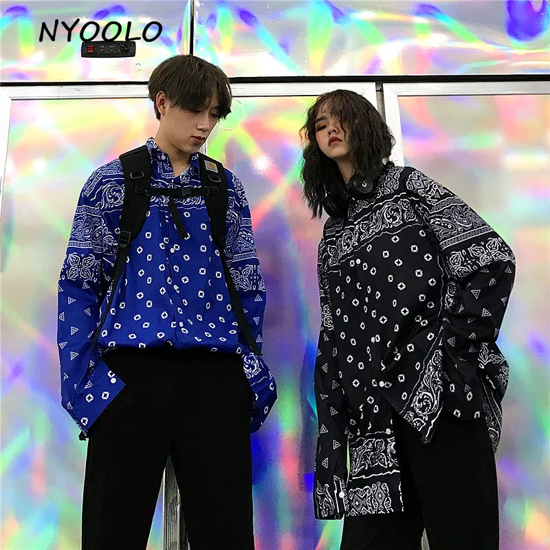 NYOOLO Harajuku стильная уличная Футболка с принтом Пейсли в стиле хип хоп Осенняя