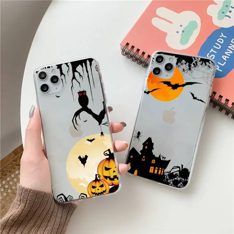 

little ghost pumpkin halloween Phone Case Clear Transparent for iPhone 11 12 13 mini pro XS MAX 8 7 6 6S Plus X 5S SE XR 2020