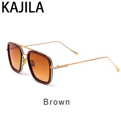 Brown Lentes Tony Stark Солнцезащитные очки Мужские брендовые дизайнерские ретро квадратные стимпанк Железный человек солнцезащитные очки для женщин UV400 очки - Цвет линз: Brown