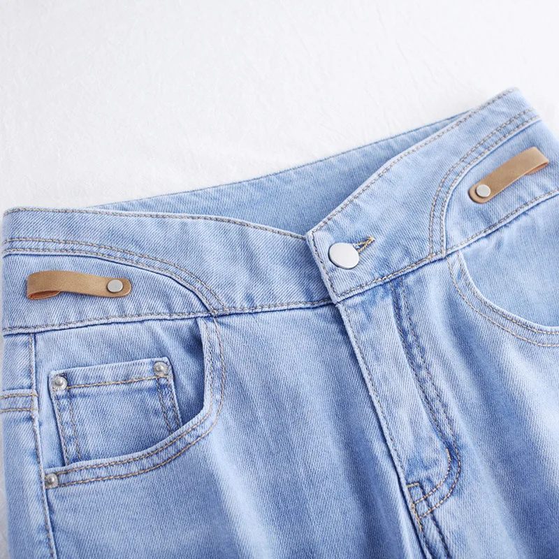 

FERZIGE 2021 Women' Jeans Embroidered Jeans High Waist Loose and Slim Big Size Fat Daddy Pants Harlem Pants