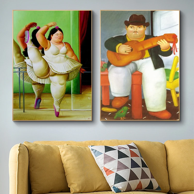 

Man with A Guitar By Fernando Botero Famous Art Paintings Bailarina Canvas Art Posters and Prints Classical Pictures Home Decor