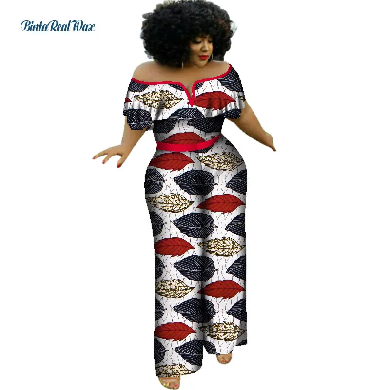 Летний хлопковый комбинезон с v образным вырезом Африканский Воск для печати