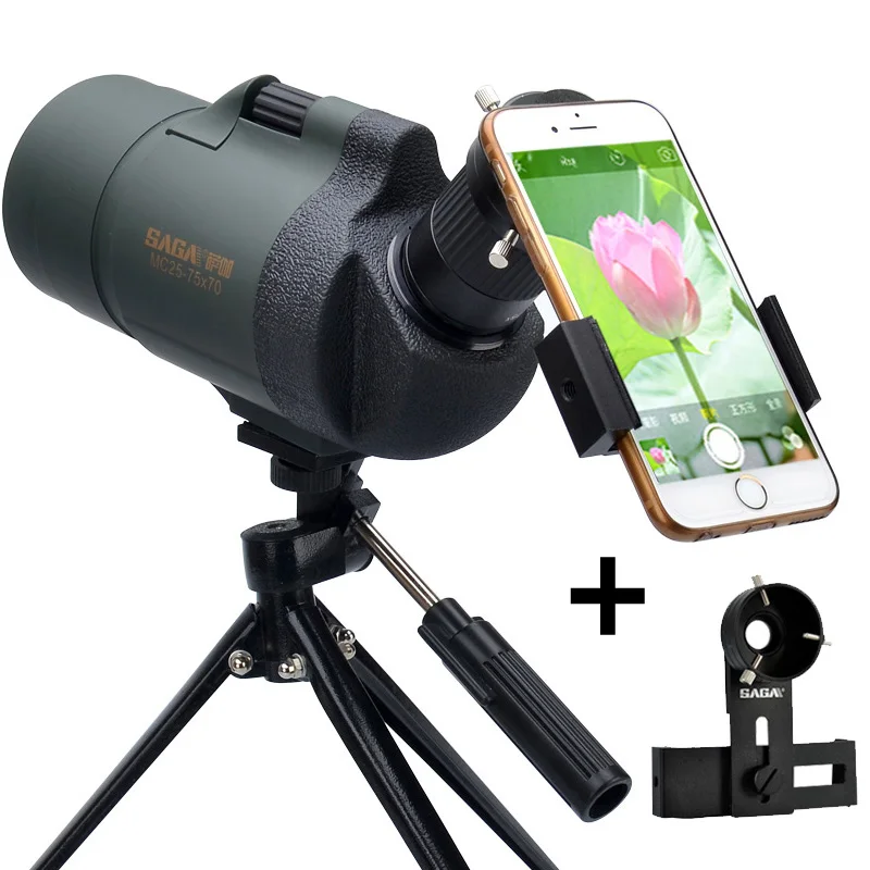MCII Tripod Adapter Сага Профессиональный фокусирующей оптикой для наблюдения точечных целей MC25-75x70 зум Монокуляр телескоп высокое Мощность Водонепроницаемый Телескопический Охота наблюдения за птицами мишень - Цвет: MCII Tripod Adapter