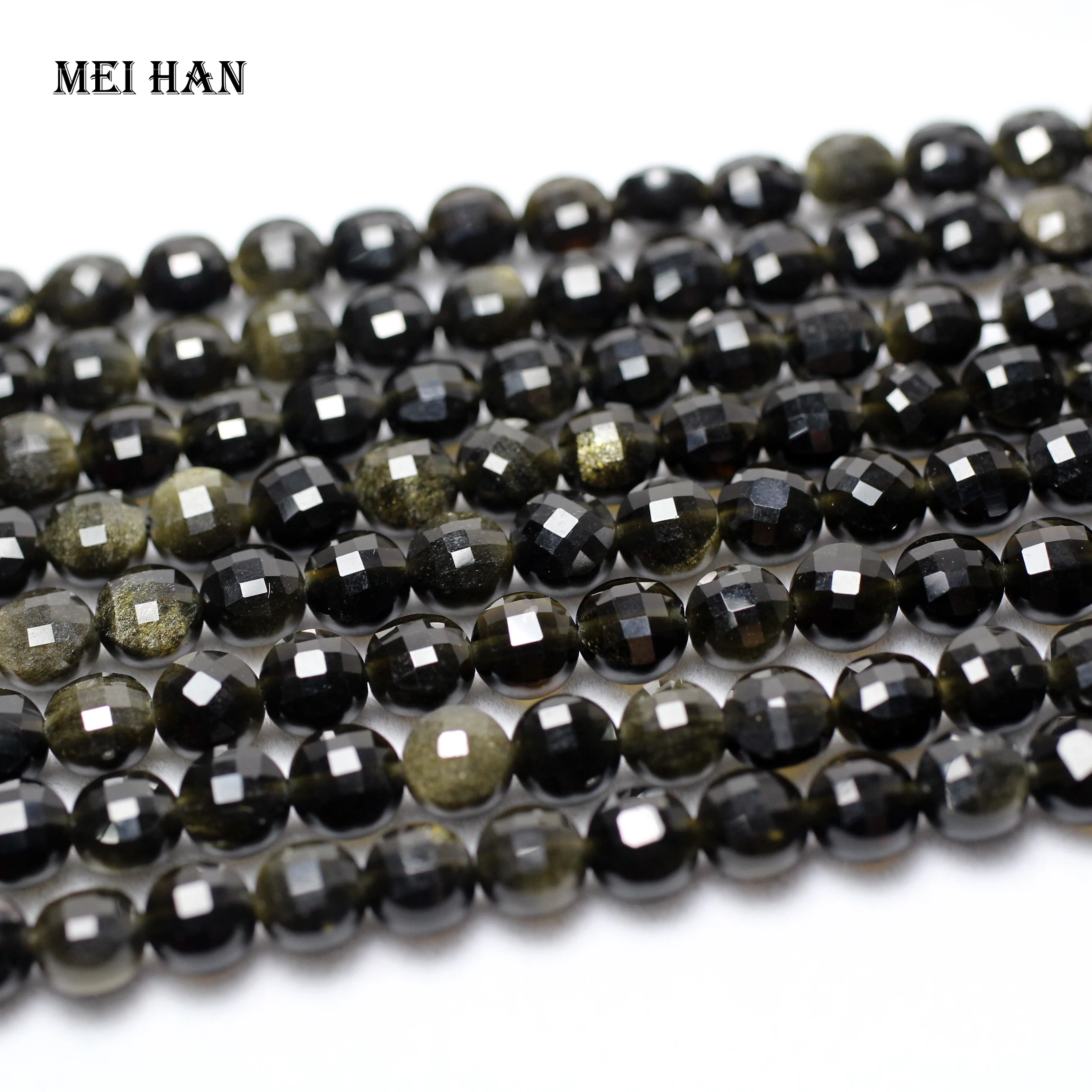 Meihan Бесплатная доставка (3 нити/комплект) натуральный Золотой обсидиан 4*6 мм