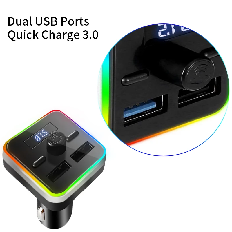 Автомобильный FM-трансмиттер Bluetooth 5 0 светодиодный модулятор музыкальный плеер с