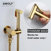 solid brass douche kit titanium gold handheld toilet bidet sprayer bathroom swivel holder shattaf shower bidet faucet ap2281