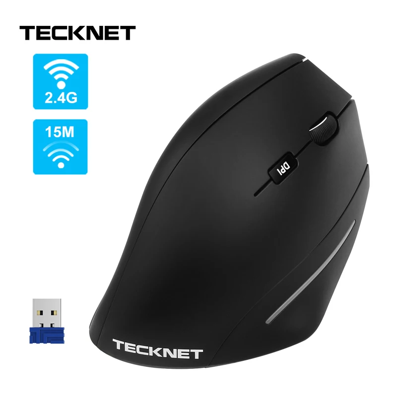 TeckNet 2,4G эргономичная Вертикальная беспроводная мышь 6 кнопок оптическая мышь 2000 dpi заживляющая запястье мышь для правой руки для игрового ПК