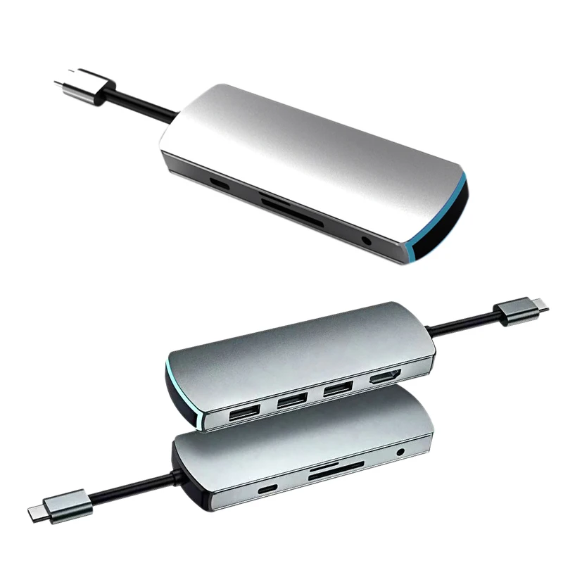 USB C концентратор адаптер 8 в 1 с 3 портами 0 и SD/TF кардридер o Jack PD Быстрая зарядка для