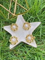 5 pairs korean fashion imitation pearl stud earrings for women gold flower vintage earrings brincos jewelry pendientes
