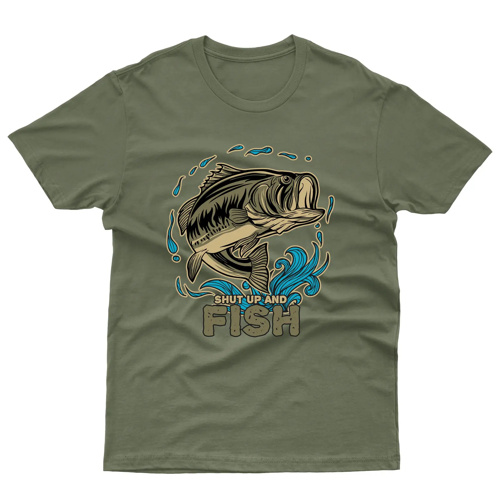 

Shut Up And Fish Fishing Funny Fishing Slogan Top Tee T-Shirt Men'S