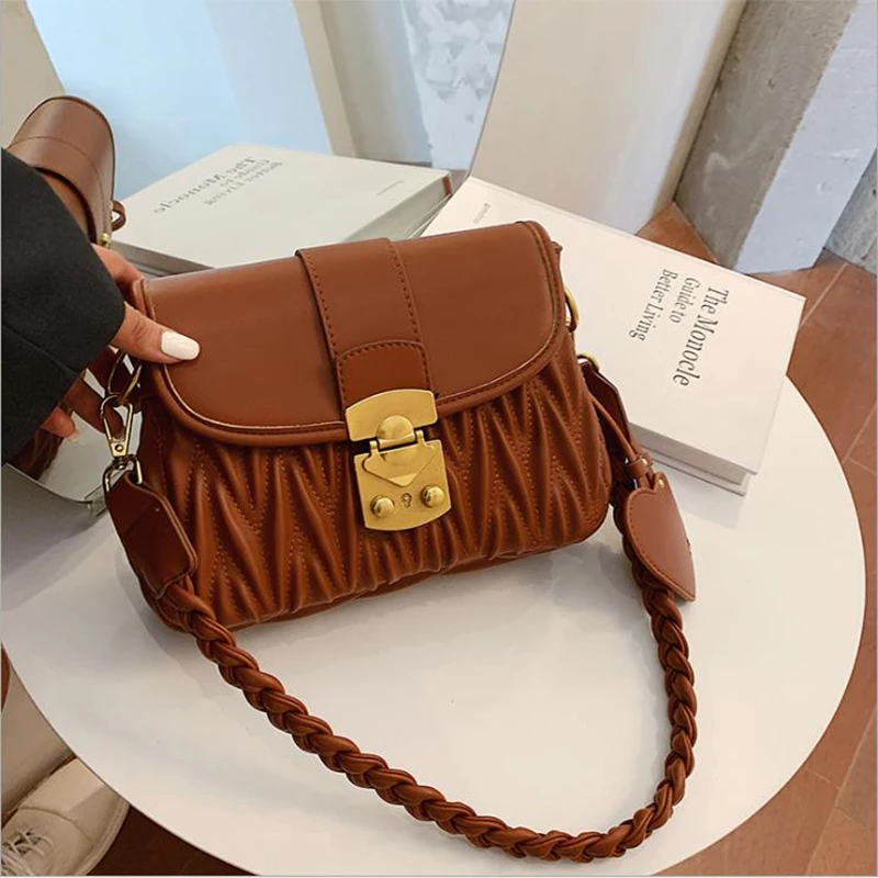 

Handbag Matelasse Wrinkle Crossbody Bag Bolso Mujer Luxury Bag Sac Femme Flap Bags Torebka Damska Weaving Strap Bolsa