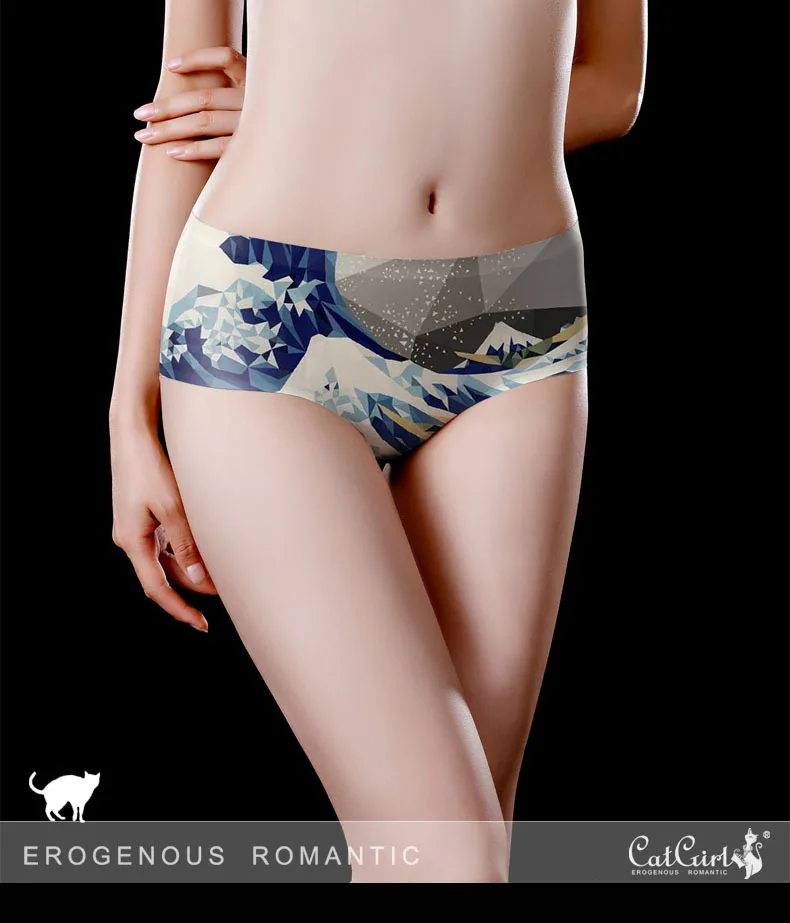 Новинка в японском стиле ретро живопись для девочек трусы нижнее белье бесшовные