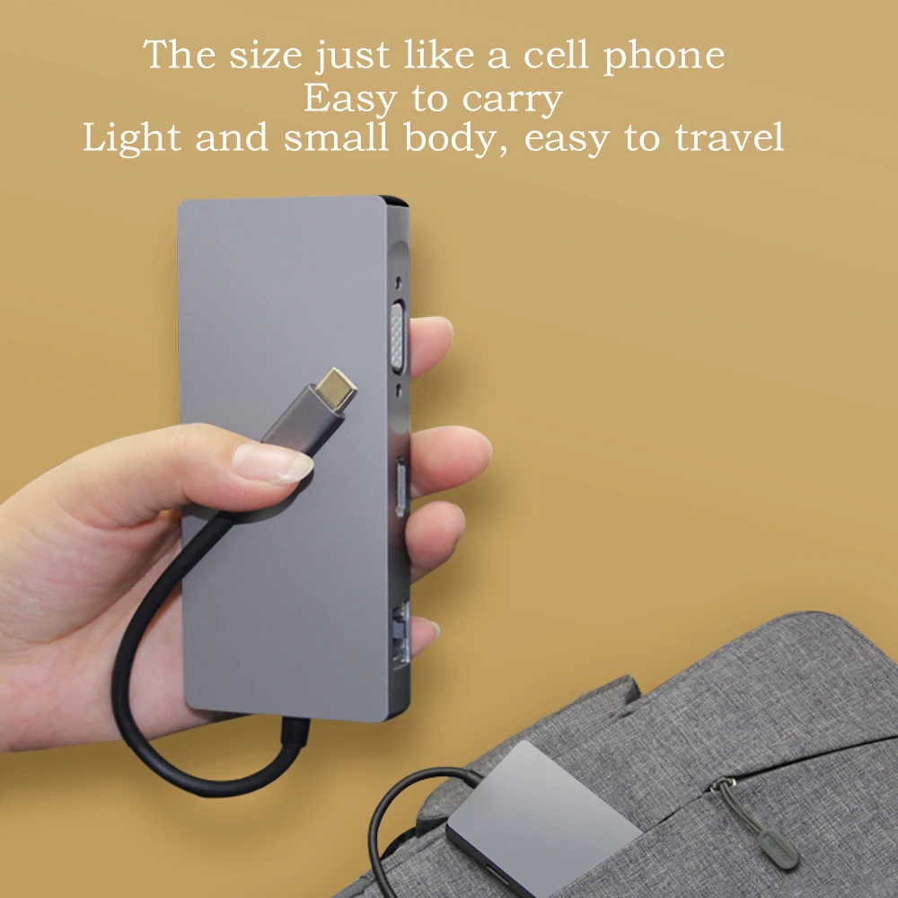 

8 in1 USB c Docking Station PD Ddapter Portable Hard Disk for M.2 SSD HUB to HDM Convert ype-c for computer Mac notebook