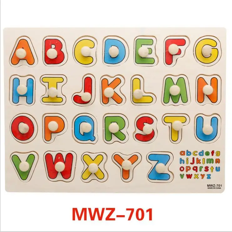 

Wooden Puzzles Hand Grab Boards Toys Wood Tangram Jigsaw Pegs Number Letter Puzzle Early Educational Toys for Children Baby Gift