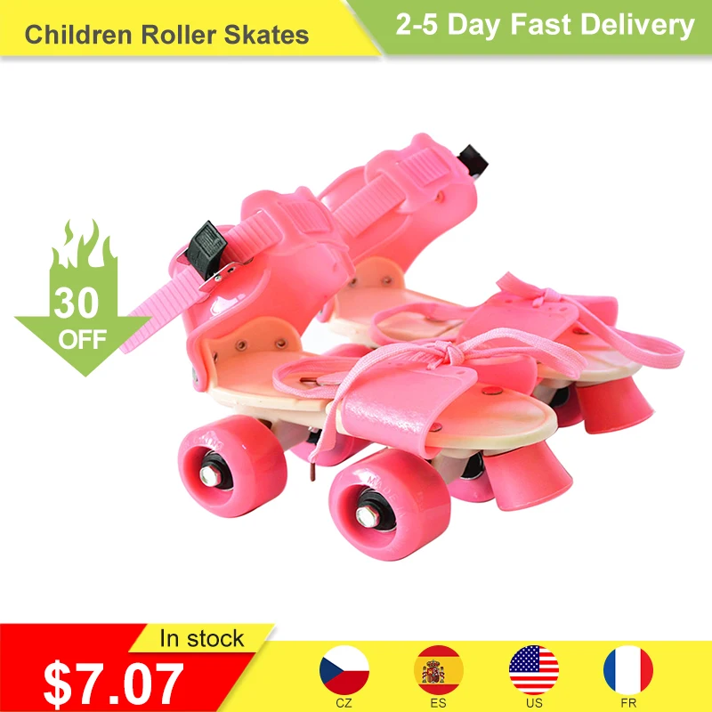 

Детские роликовые коньки, регулируемый размер, двойной ряд, 4 колеса, обувь для катания на коньках, раздвижные Инлайн ролики для слалома, дет...