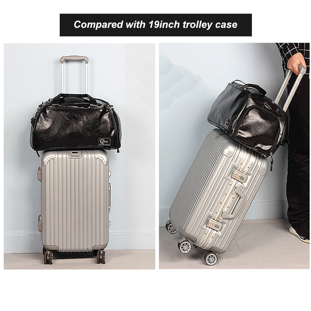 PU Leather Travel Bag Men Gym Backpack Large Capacity Tote Luggage Handbag Sports Training Fitness Shoulder Bags X164D