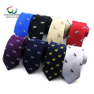 Мужской плетеный галстук из полиэстера, с принтом животных, для езды на велосипеде, обезьяны, собаки, оленя, воздушного шара, вечерние галстуки для свадьбы