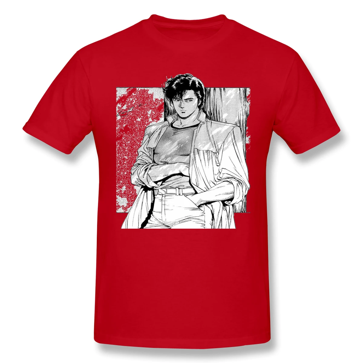 City Hunter - Ryo Saeba художественная черная футболка с коротким рукавом | Мужская одежда