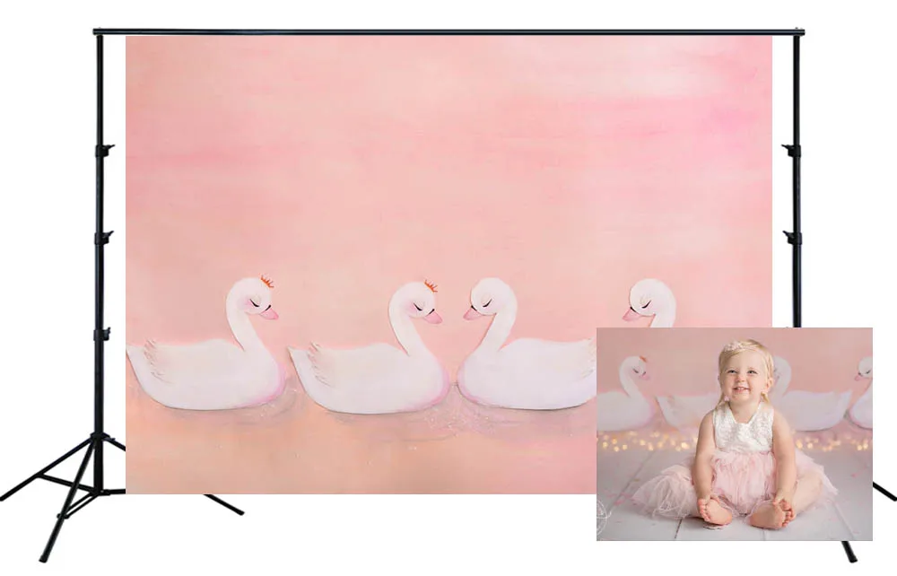 Белый лебедь принцесса фон с короной для девочки 1 й день рождения ребенка душ