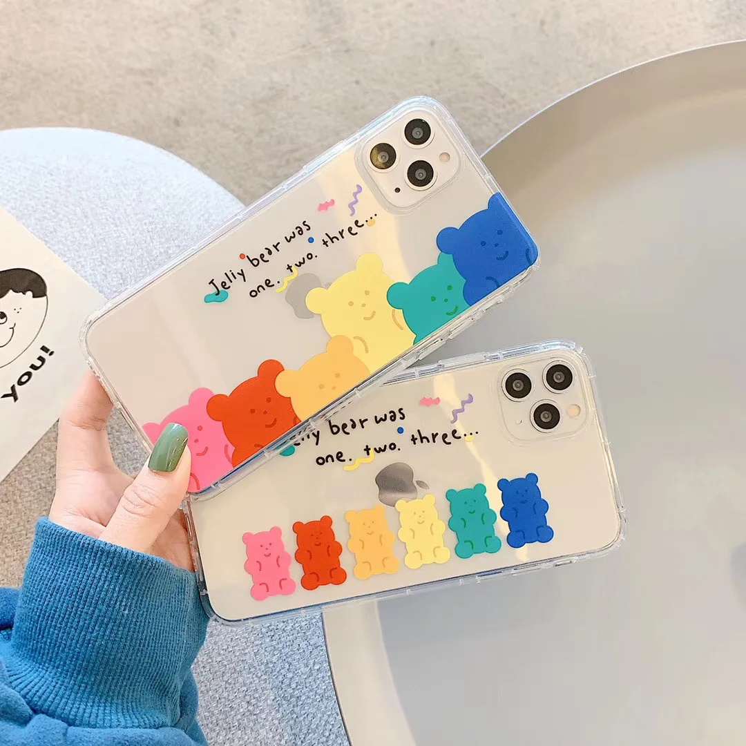 INS/корейский милый Радужный чехол для телефона с мишкой счастливой вечеринки iPhone