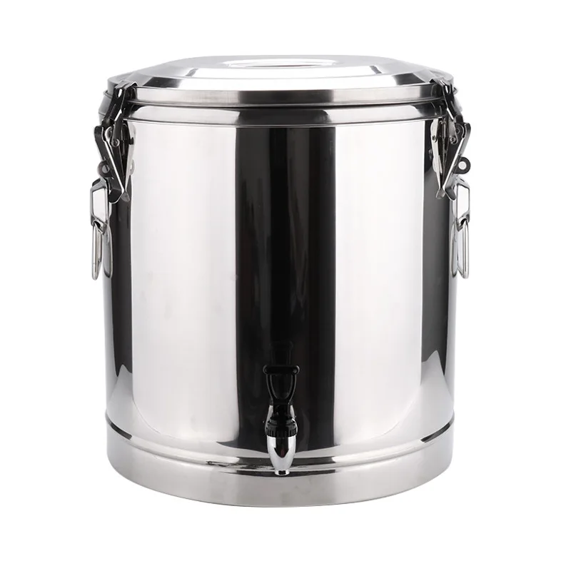 Barril de aislamiento t&eacute;rmico de doble capa, barril de aislamiento t&eacute;rmico de leche de soja para desayuno, de acero inoxidable, 50L-0