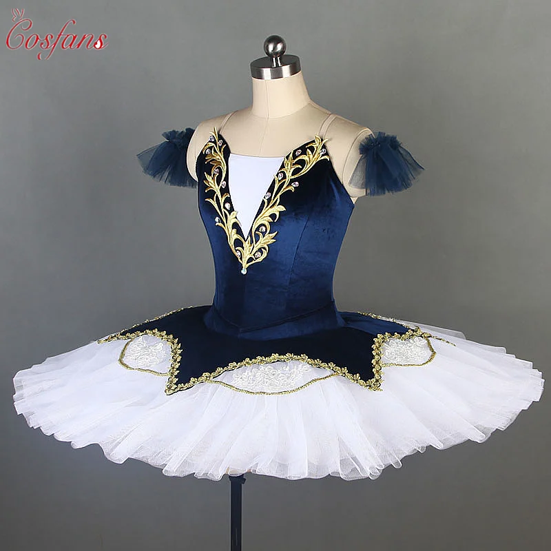 Профессиональные Блинные пачки темно синего/белого цвета балерина костюм для