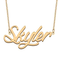 skyler name necklace for women stainless steel jewelry gold plated nameplate pendant femme mother girlfriend gift