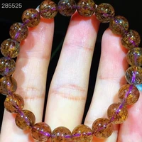 natural purple cacoxenite rutilated quartz bracelet women men 8 6mm clear round beads genuine aaaaaa