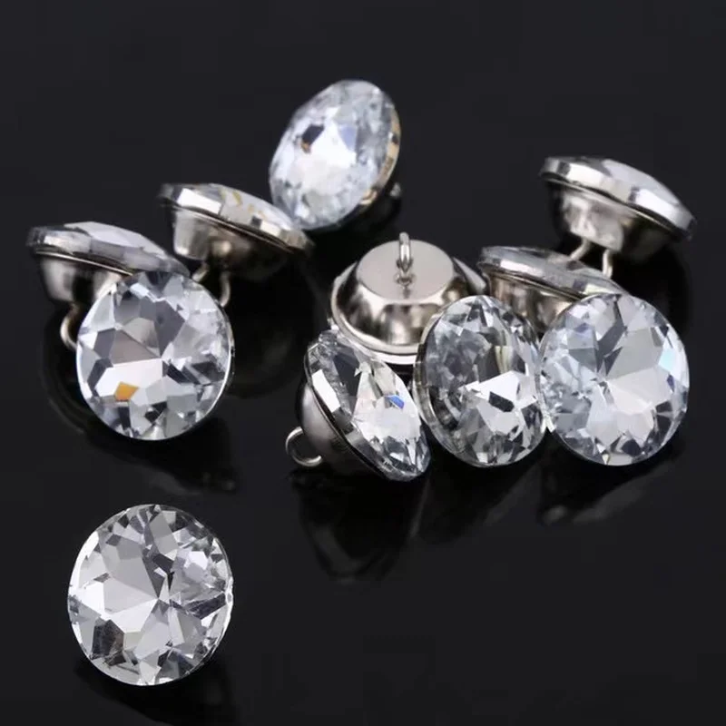 

50pcs/lot Crystal Diamante Rhinestone Buttons for Clothes Round Sewing Crystal Sofa Buttons Crafts Home Decor 18/20/25/mm