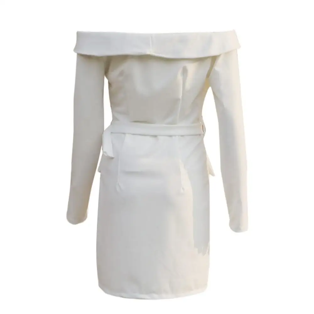 Женское облегающее платье-Блейзер белое однотонное платье мини с длинными