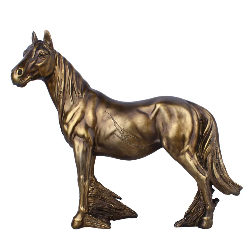 

EUROPEAN BRONZE HORSE MINIATURE MODEL HOME DECORATION FIGURINES CREATIVE ANIMAL STATUE LIVING ROOM DECORATION RESIN ORNAMENTS