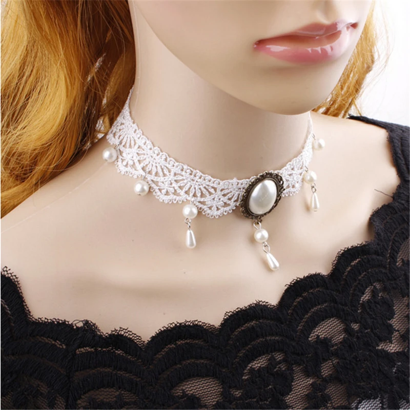 

Fashion new necklace jewelry black lace leather velvet belt ladies stand party jewelry goose down neck short chain jewelry