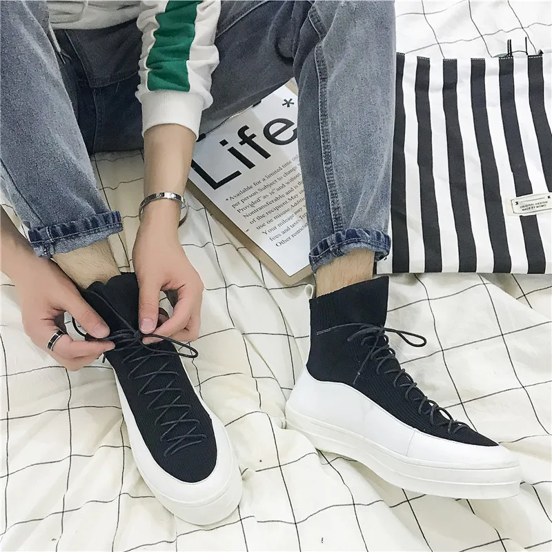 Мужские высокие кроссовки без шнуровки повседневные дизайнерские лоферы на