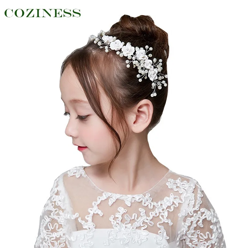 

COZINESS Baby Girl Hairband Headdress Wedding Baby Kids Wedding Bridesmaid Bridal Tiara Pearl Hair Band Hair Accessories