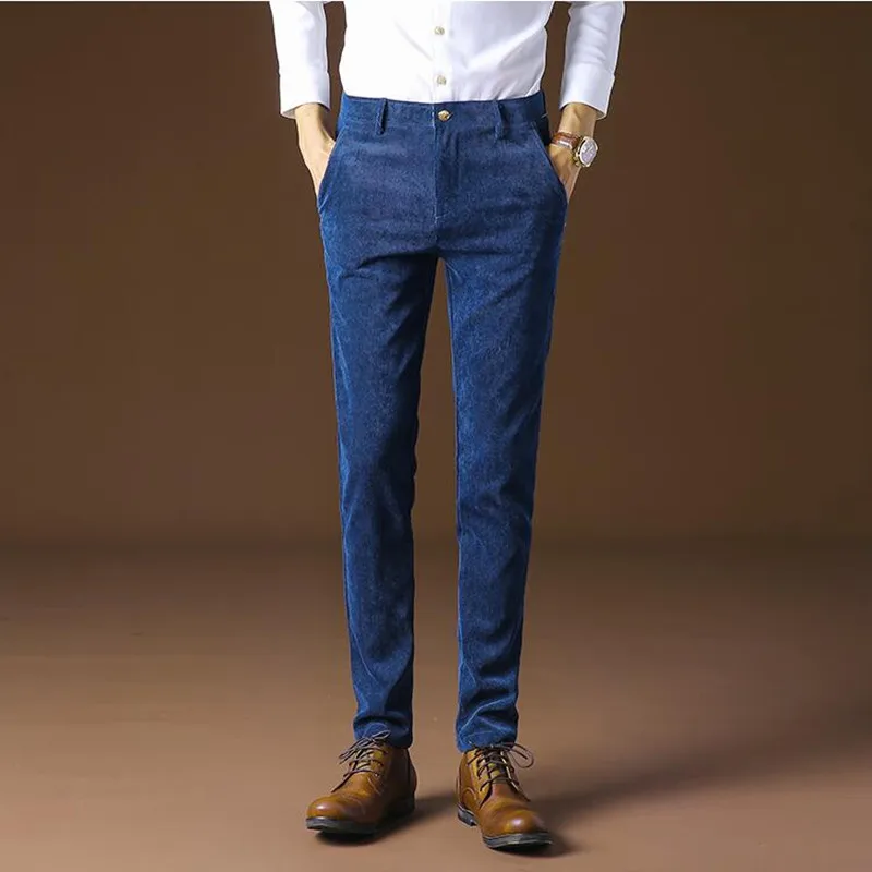 Мужские вельветовые одноцветные брюки/вельветовые брюки мужские деловые