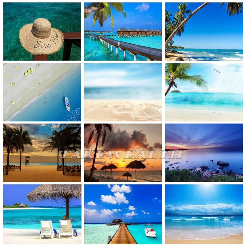 Алмазная вышивка летний морской пейзаж 5D &quotсделай сам&quot алмазная живопись