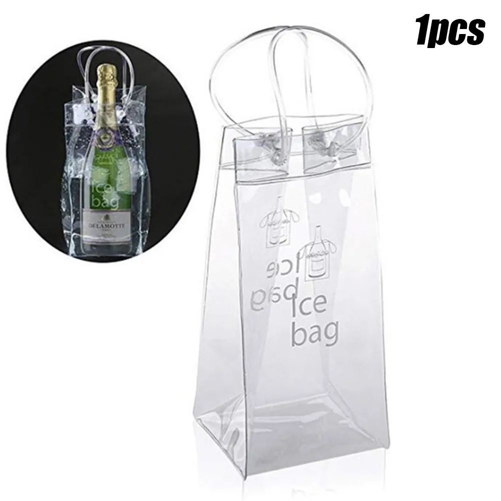 

1pc PVC Leakproof Ice Bag ECO Friendly Transparent Ice Pack Portable Ice Bucket Wine Champagne Bottle Chiller With Carry Handle