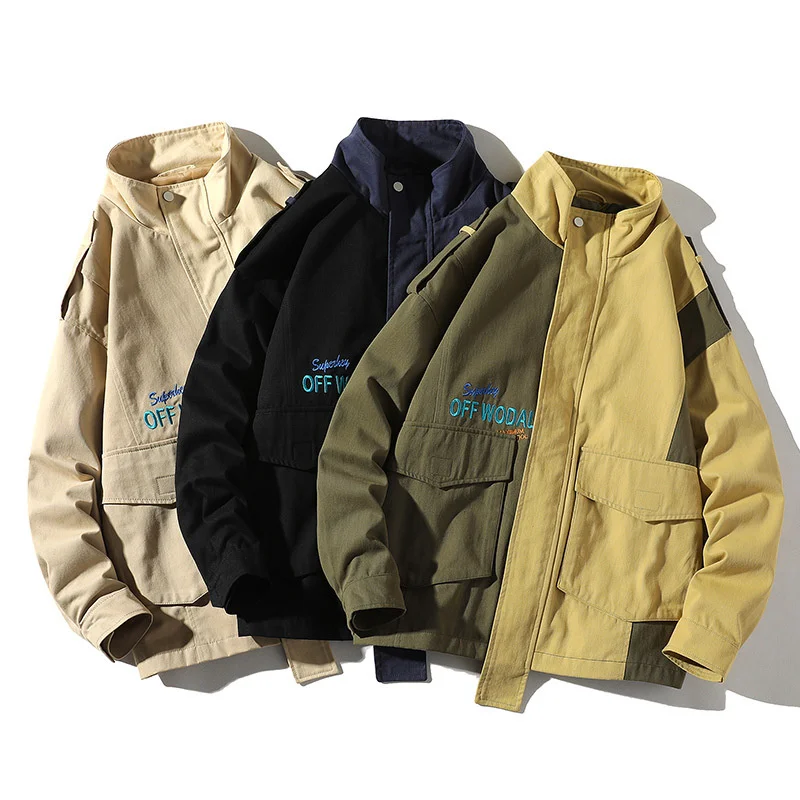 Повседневная мужская куртка в стиле хип-хоп уличная одежда пэчворк модное