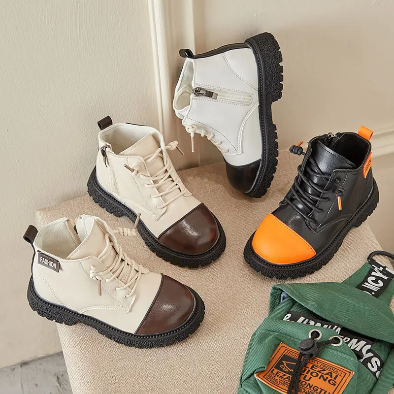

Children's Single Boots Korean Style Baby Booties Warterproof Boys Girls Student Martin Boots Autumn Winter Side Zipper Shoes