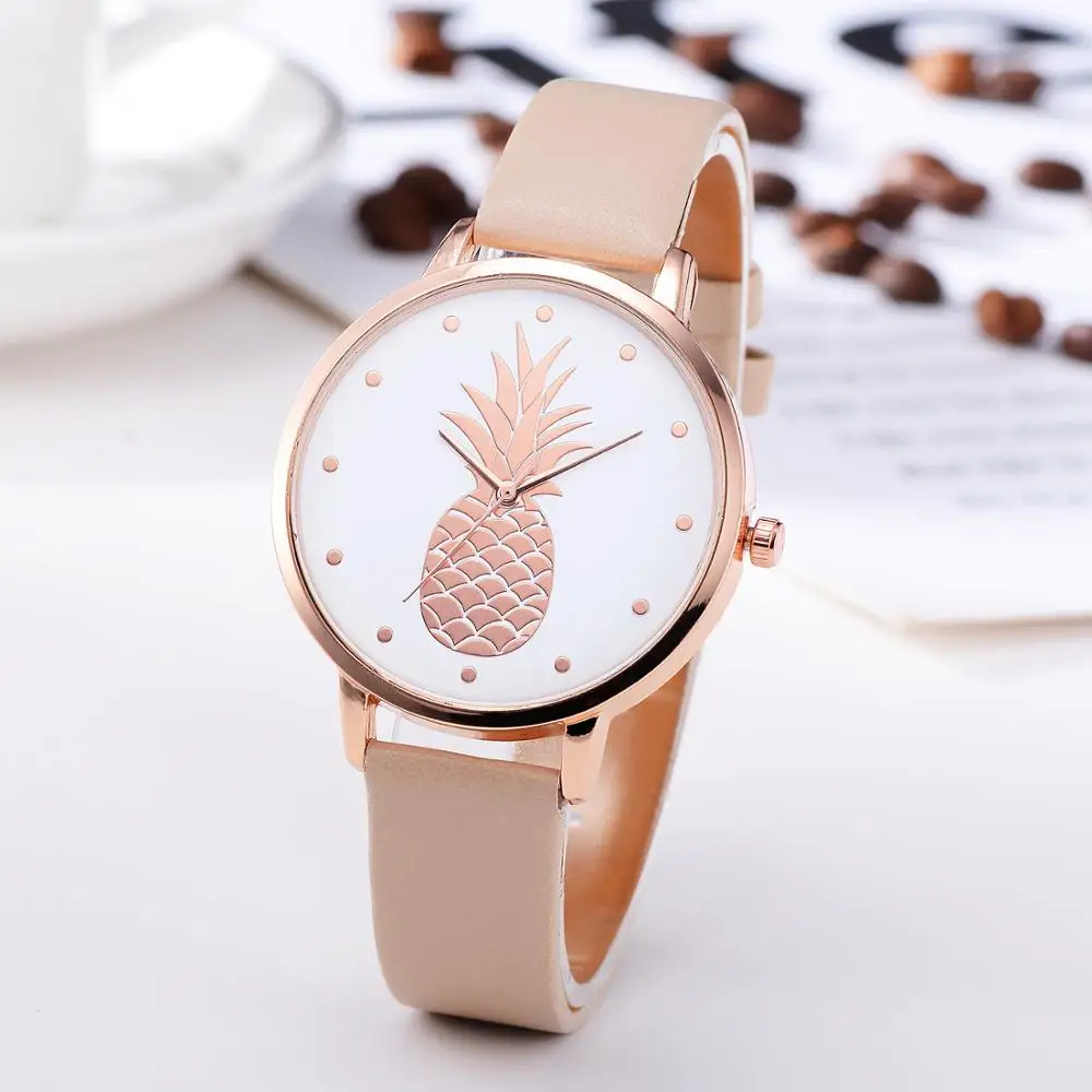 Часы orologio donna 2020 женские кварцевые аналоговые с ананасом и искусственной