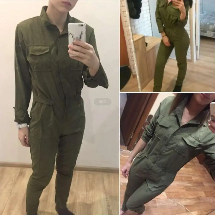 

Lapel long sleeves European and American fashion women's clothes show thin loose jumpsuits pants women