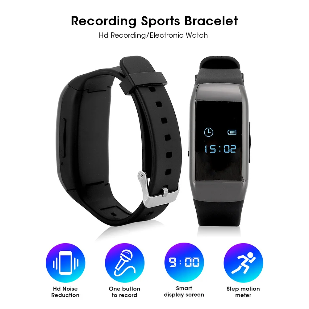 HD 1080P Камера браслет часы цифровой Аудио Диктофон Регистраторы Шум рекордер