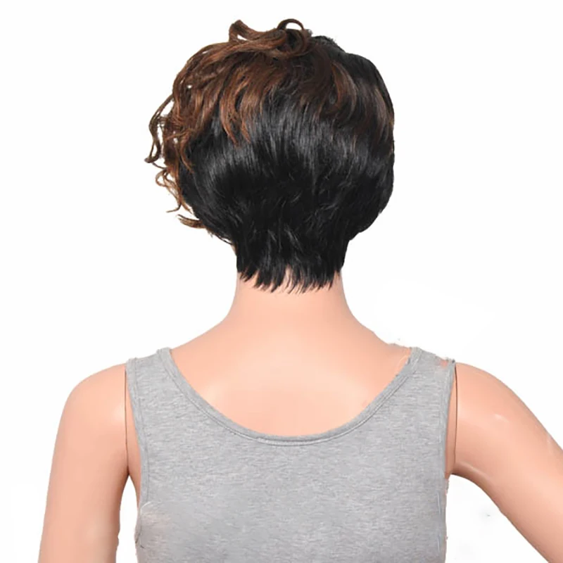 HAIRJOY женский специальный смешанный цвет боковая часть короткий кудрявый синтетический парик для волос