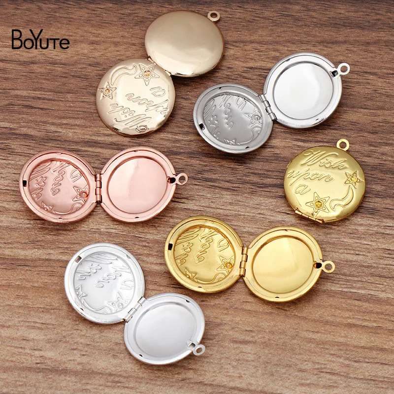 BoYuTe (10 Pieces/Lot) Round 25*6MM Metal Brass Photo Locket Pendant Star Moon Floating Charms Diy | Украшения и аксессуары