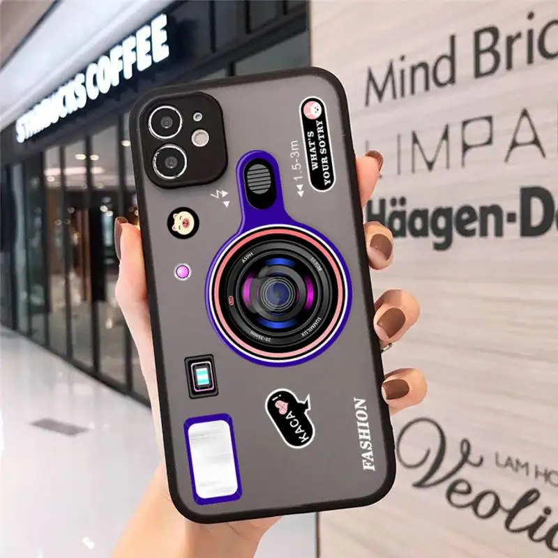 

Fashion luxury camera shell Phone Cases matte transparent For iphone 7 8 11 12 plus mini x xs xr pro max cover