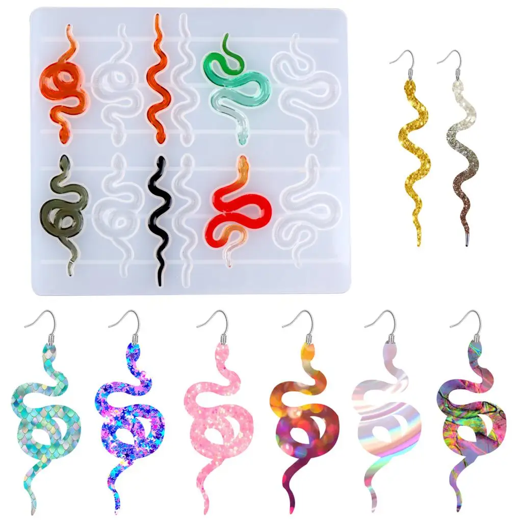 

Snake Pendant Earring Resin Molds 6 Pair Serpent Shapes Dangle Earring Silicone Epoxy Resin Casting Molds Jewelry Making Tool