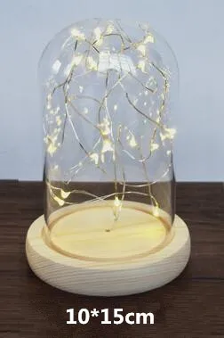 H15cm wire log base Диаметр = 10 см стеклянный купол деревянная основа с Lumious Wrie домашнее украшение креативный стеклянный купол Подарочное свадебное украшение - Цвет: H15cm wire log base